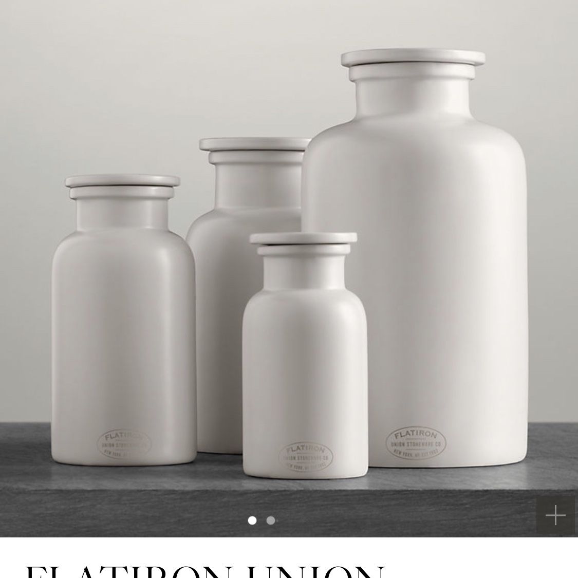 Small FLATIRON UNION STONEWARE BOTTLE - WHITE