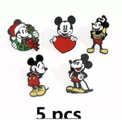 DISNEY - MICKEY MOUSE – Set of 5 Enamel Lapel Hat Pins - RETRO - S.S WILLIE