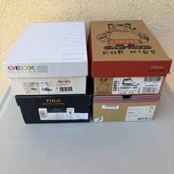 New lot of 4 kids youth junior shoes, Geox, Polo, Camper, Toms in sizes 2, 3, 4