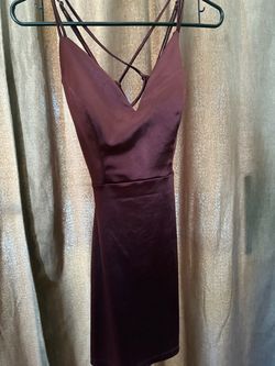 Burgundy Satin Mini Dress small