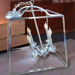 Chrome 4-Light Drum Pendant by Golden Lighting..Athena model.