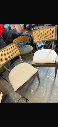 Libby Light Brown Wood and Natural Cane Dining Chair