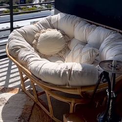 Patio Furniture - Double Chair Frame + Ivory Cushion 