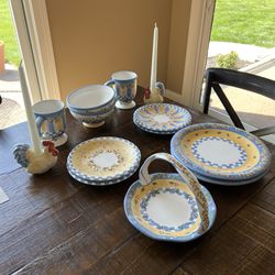 Sonoma Home Goods Dishes Blue and Yellow 