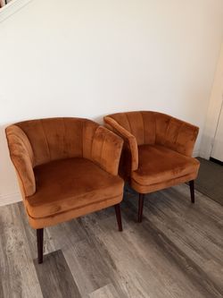 Burnt Orange Velvet Accent Chairs