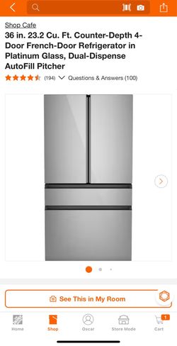 Counter-Depth 4-Door French-Door Refrigerator in Platinum Glass,