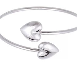 Sterling Silver Heart Bypass Bracelet