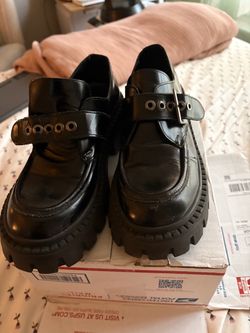 Black Steve Madden  Platform Loafers with Buckle Strap
