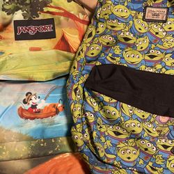 Mickey Fishing And Toy Story Aliens Backpacks. Disney x Vans And JanSport. for Sale in Riverside CA OfferUp
