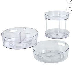 Clear Plastic Turntable Set 3-Pack Set, Various Sizes
