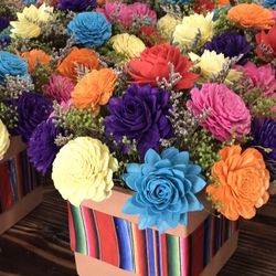 Centerpiece Made With Wood Flowers $45ea