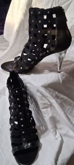 Michael Kors Sherry Black Caged Studded Gladiator Heels 10