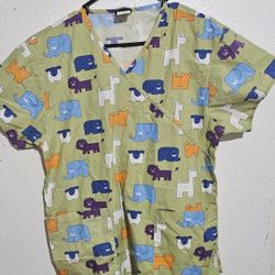 Animal Print Scrub Top 
