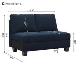 Eyram Velvet 2-Seat Modular Sofa
