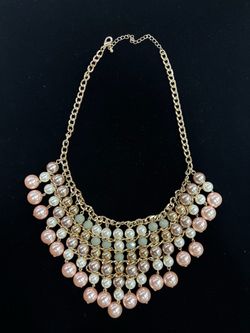 Gold-Tone Faux Pearl Bib Statement Necklace