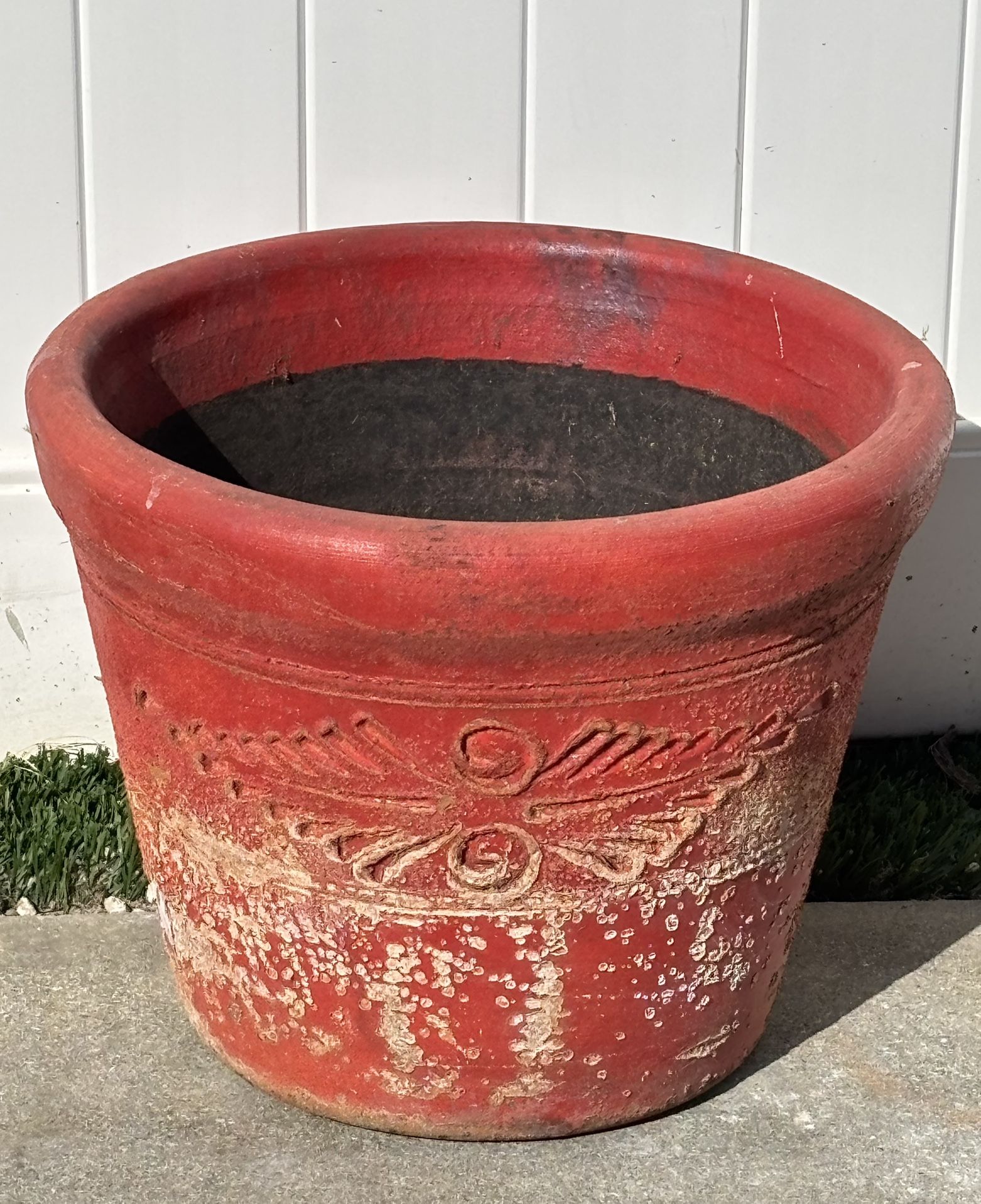 large 12" red rustic terracotta clay plant planter pot