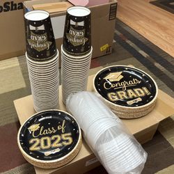 Graduation Party Decorations - Plates Cups - Candy Table