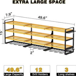 32” Power Tool Organizer Wall Mount,4 Layers Large Capacity Tool Rack (YELLOW)