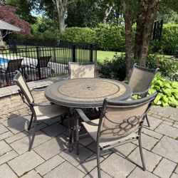 48” Outdoor Table and 4 Sling Back Chairs