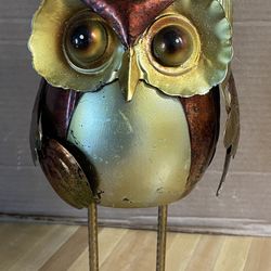 Gold Metal Owl Figurine Bird  Animal 12 inches Figurine Standing Statue