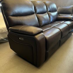 Leather Power Recliner Sofa