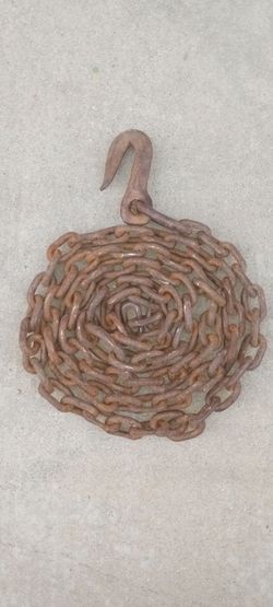 Vintage forged steel chain with hook