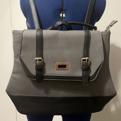 Gray And Black Roomy Backpack Purse