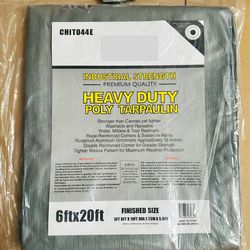 Heavy Duty Waterproof Poly Tarp 20 ft x 6 ft – Outdoor Cover