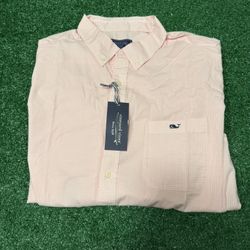 New Vineyard Vines Men Classic Shirt Pink Gingham Button Down Long Sleeve MensXL