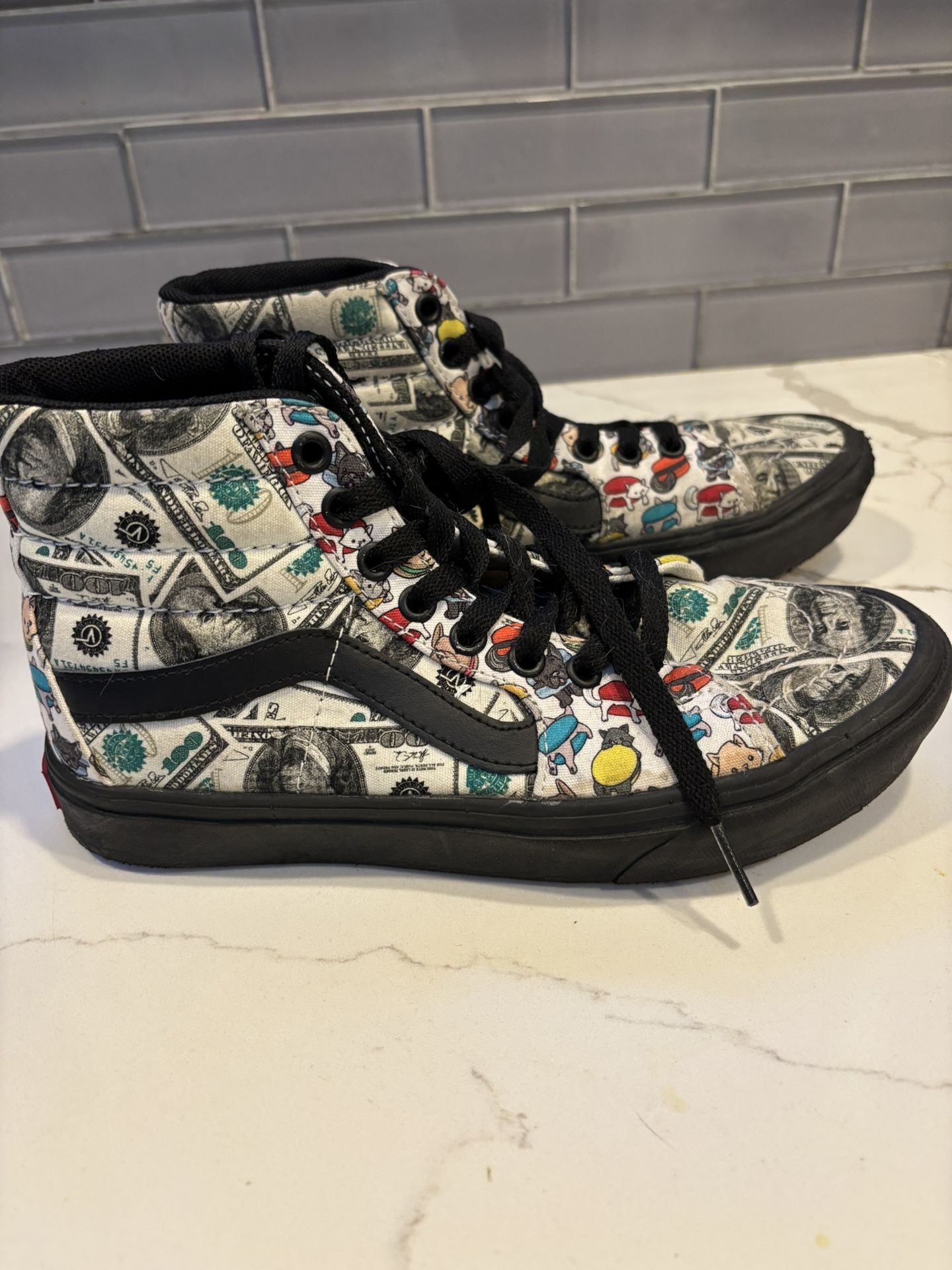 Vans Custom Cartoon Print High Top Women’s Sneakers Women’s 6.5 /Mens 5 Rare!