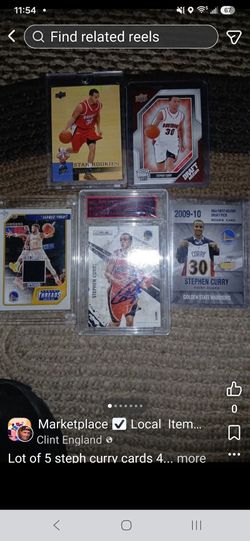 Lot of 5 steph curry cards 4 rookie with 1 auto rookie and 1 game worn jersey