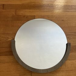 Round Mirror w/ Wooden Frame
