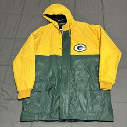 Vintage Game Day Green Bay Packers polyvinyl Jacket 2xL  RN # 51207 VINTAGE 