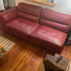 American Red Leather Sofa