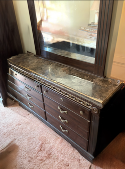 Elegant Dark Wood Dresser with Mirror