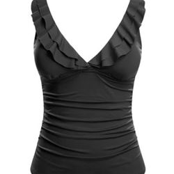 Yonique Womens Tankini Tummy Control Swimsuits, Top Only - Black, Small $17 OBO