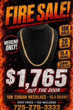 18K Yellow Gold Cuban Necklace – 15.4 Grams – Ask for David