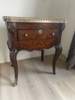 Brass Edged Antique Wood Table