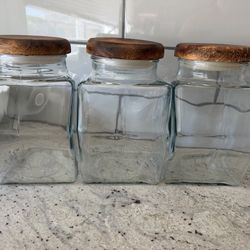Vintage Teakwood Canister Storage Jars (set of 3)