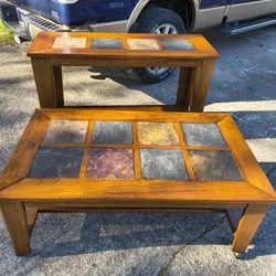 2 PC Slate Top Table Set 