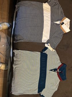 Tommy Hilfiger Slim Fit Men’s Striped Polo Shirt M Navy/White 2-Pack Bundle