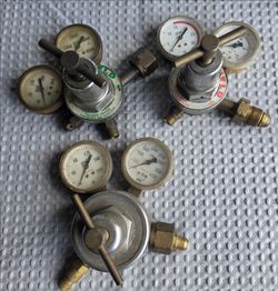 (3) Vintage Acetylene gas - Oxygen pressure regulators -  Welding