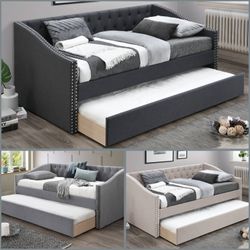 Twin twin size trundle bed with orthopedic mattress
