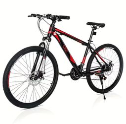 26 Inch Men & Women Mountain Bike with 21-Speed Adult Bikes, Double Disc Brake, Suspension Fork and High Carbon Steel Frame