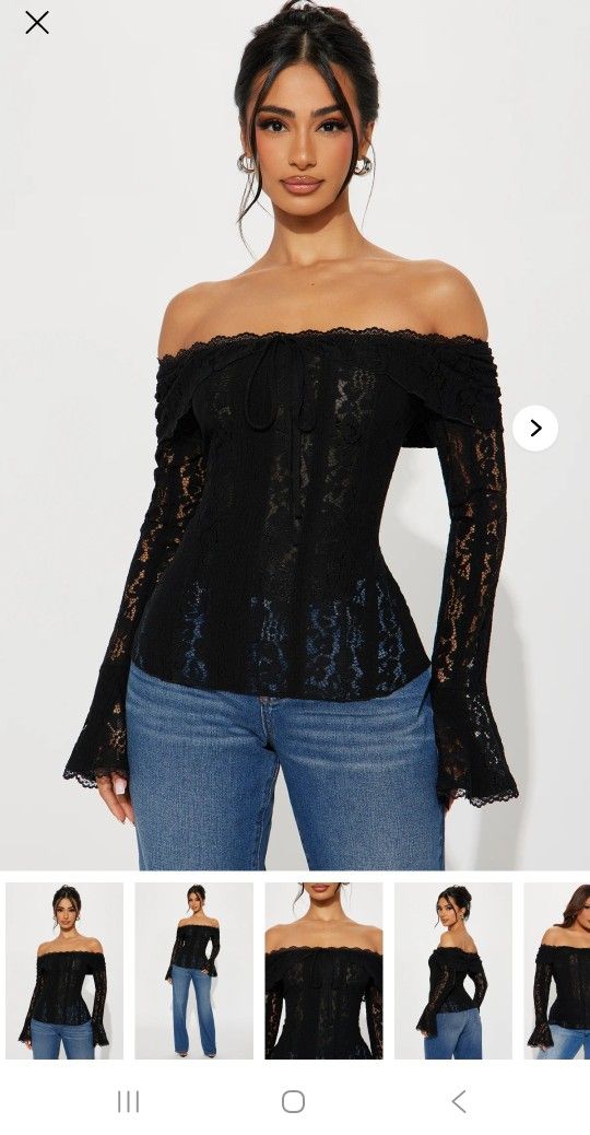 Off Shoulder Lace Top - Black