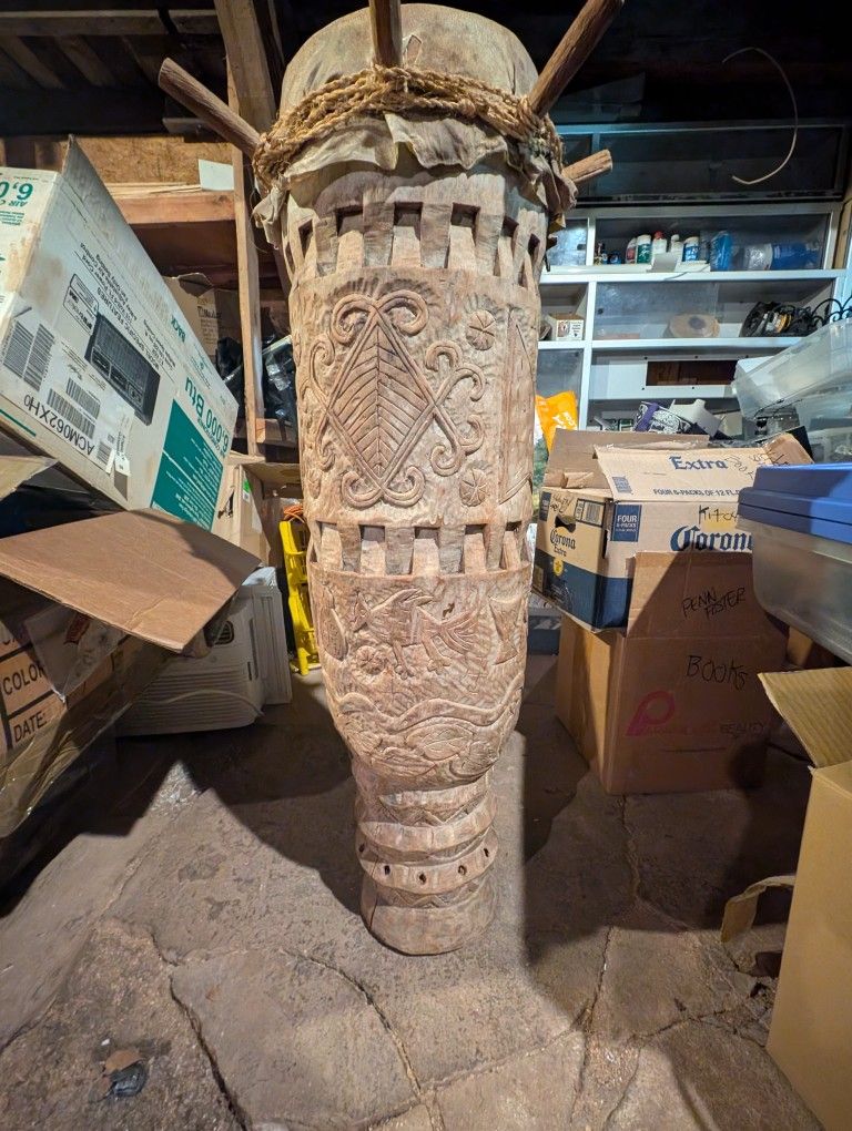Old Tribal Bamikele Drum From Cameroon