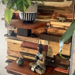 Original Wood Wall Art with Shelves 20” x 24”