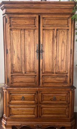 Wood Armoire with Drawers and Cabinet Doors