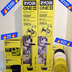 🔥Ryobi Soap Dispensing Telescoping Scrubber And Accessories