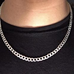 Solid Silver Chain Cuban Link 20in 5mm 925 Italy 